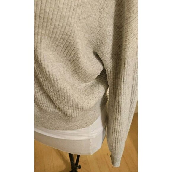 Women's Cropped Soft Ribbed Hoodie Long Sleeve Hooded Sweater Light Grey Size L - Picture 2 of 6